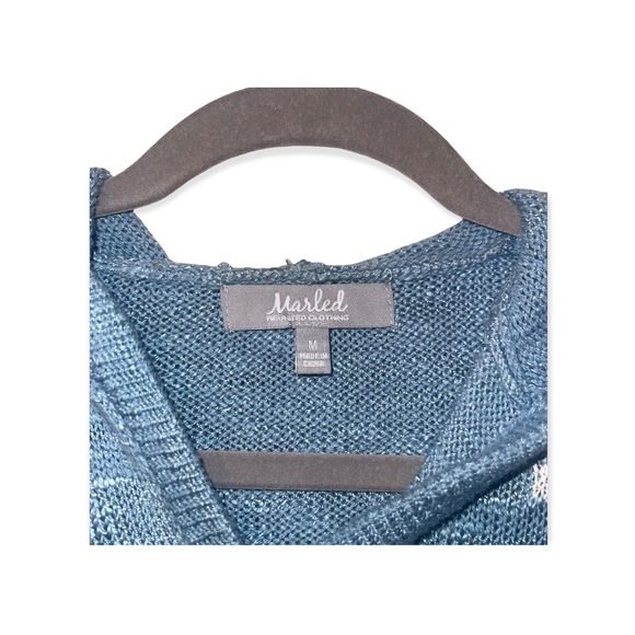 MARLED Blue Hooded Sweater with White Stars M NWOT - Picture 5 of 9
